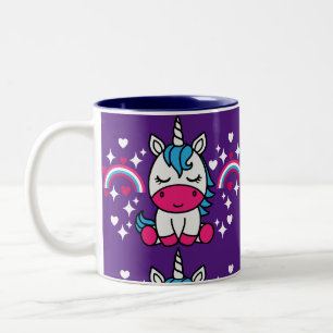Purple Unicorn Pony Two-Tone Coffee Mug