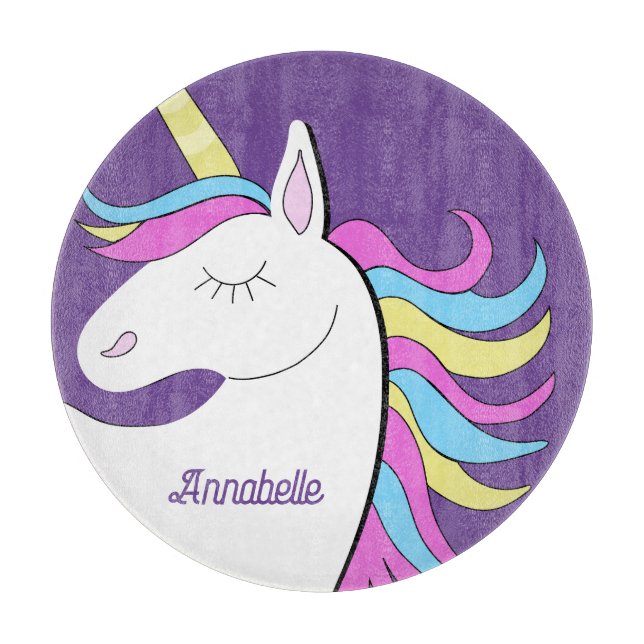 Purple Unicorn Pretty Unicorns Fantasy Cutting Board (Front)