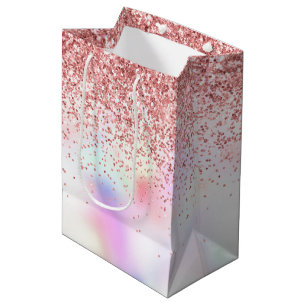 Purple Unicorn Rainbow Glitter  Medium Gift Bag