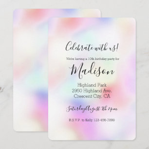 Purple Unicorn Rainbow Invitation