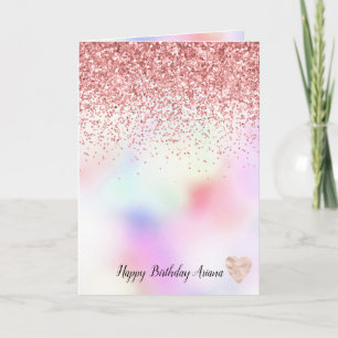 Purple Unicorn Rainbow Pink Glitter Sparkle    Card