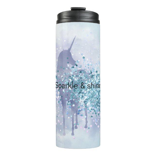 Purple Unicorn Sparkle Aqua Glittery Confetti      Thermal Tumbler (Front)