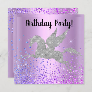 PURPLE UNICORN SPARKLE BIRTHDAY INVITATION