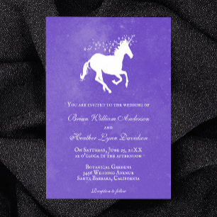 Purple Unicorn Wedding Invitation