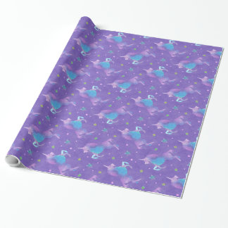 Purple Unicorns Pink Stars Wrapping Paper
