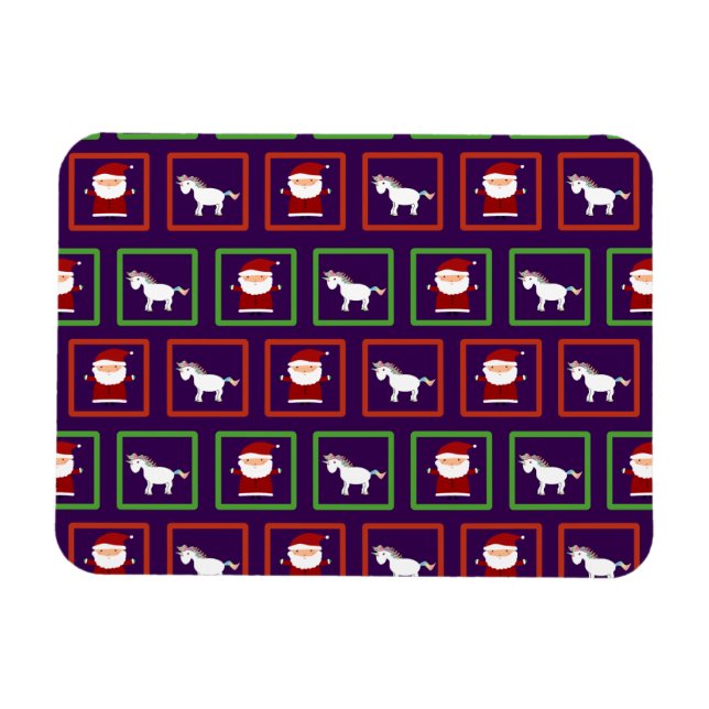 Purple unicorns santa claus pattern magnet (Horizontal)