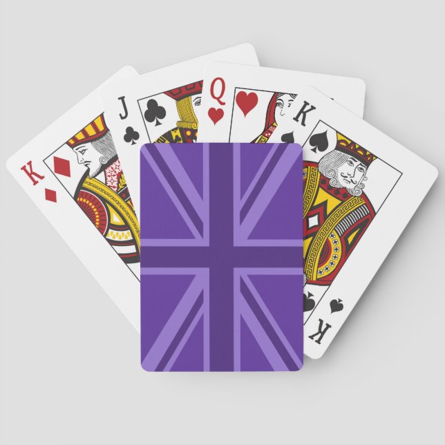 Purple Union Jack Design Playing Cards (Back)