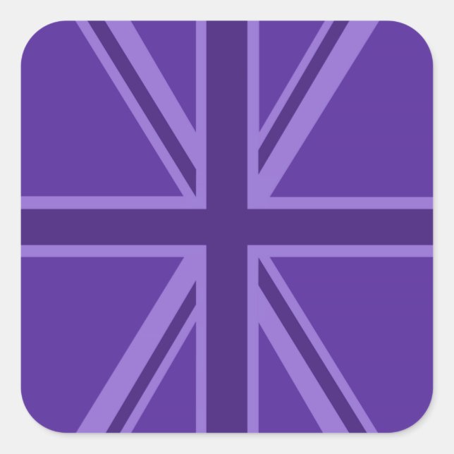 Purple Union Jack Design Square Sticker (Front)