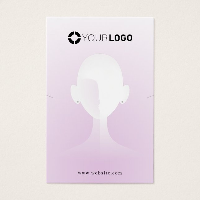 Purple unique portrait custom logo earring display (Front)