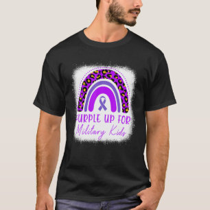 Purple Up For Kids Military Child Month Bleached R T-Shirt
