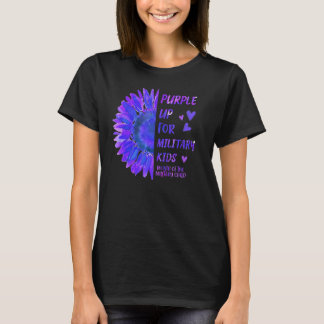 Purple Up For Military Child Kids Sunflower Purple T-Shirt