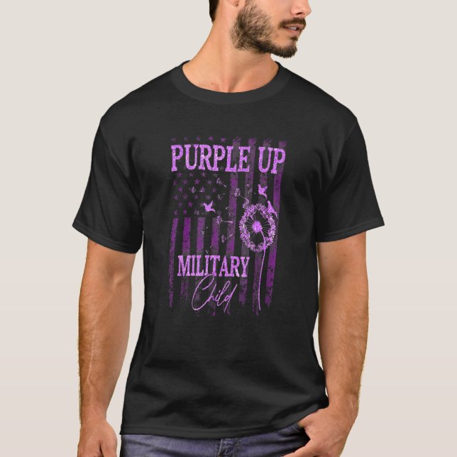 Purple Up For Military Child Month Dandelion Spark T-Shirt (Front)