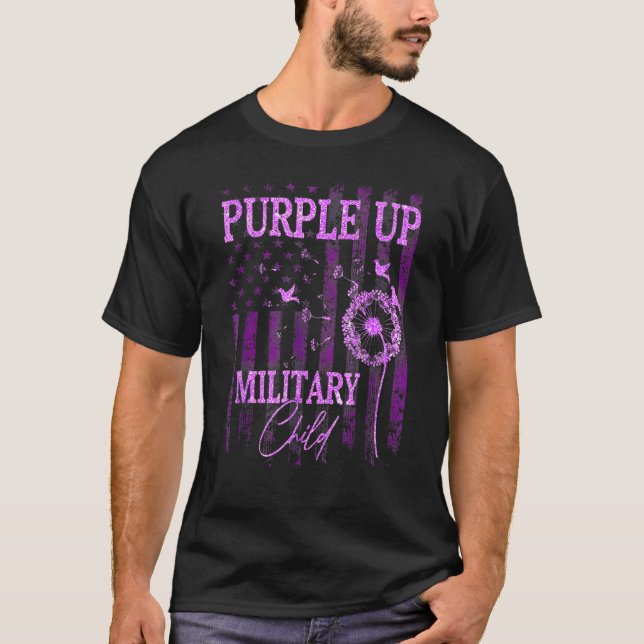 Purple Up For Military Child Month Dandelion Spark T-Shirt (Front)