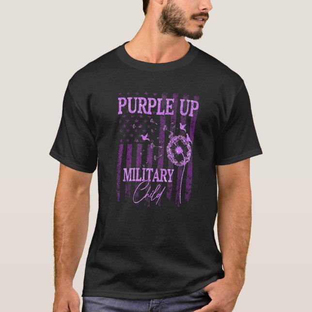 Purple Up For Military Child Month Dandelion Spark T-Shirt (Front)