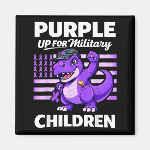 Purple Up for Military Children Dinosaur Military Magnet
