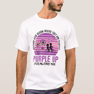 Purple Up For Military Kids Blooms Child Month Flo T-Shirt