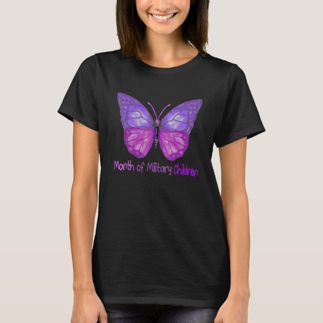 Purple Up For Military Kids Butterfly Military Bra T-Shirt (Front)