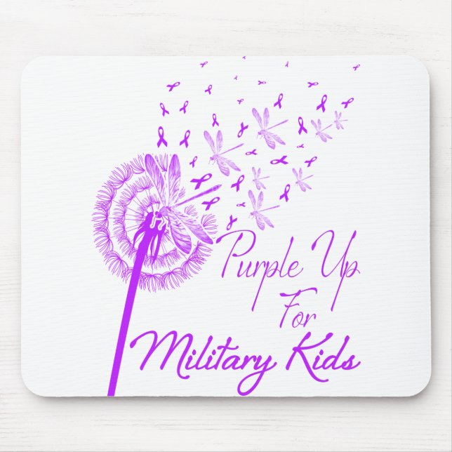Purple up for Military Kids Dandelion - Month Mouse Mat (Front)