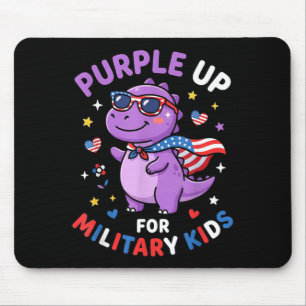 Purple Up for Military Kids Dinosaur American Flag Mouse Mat