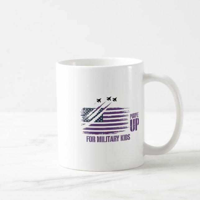 Purple Up For Military Kids Distressed American Fl Coffee Mug (Right)