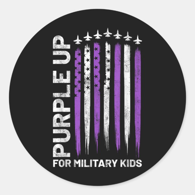 Purple Up For Military Kids Flag Military Child Mo Classic Round Sticker (Front)