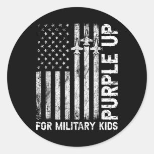 Purple Up For Military Kids Flag Military Child Mo Classic Round Sticker