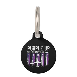 Purple Up For Military Kids Flag Show Your Support Pet Tag