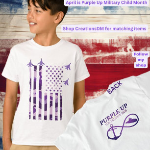 Purple Up for Military Kids Flag, Submarine & Jets T-Shirt