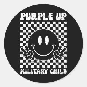 Purple Up For Military Kids Groovy Military Child Classic Round Sticker