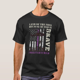 Purple Up For Military Kids Land Of The Free My Da T-Shirt