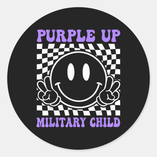Purple Up For Military Kids Military Child  Classic Round Sticker (Front)