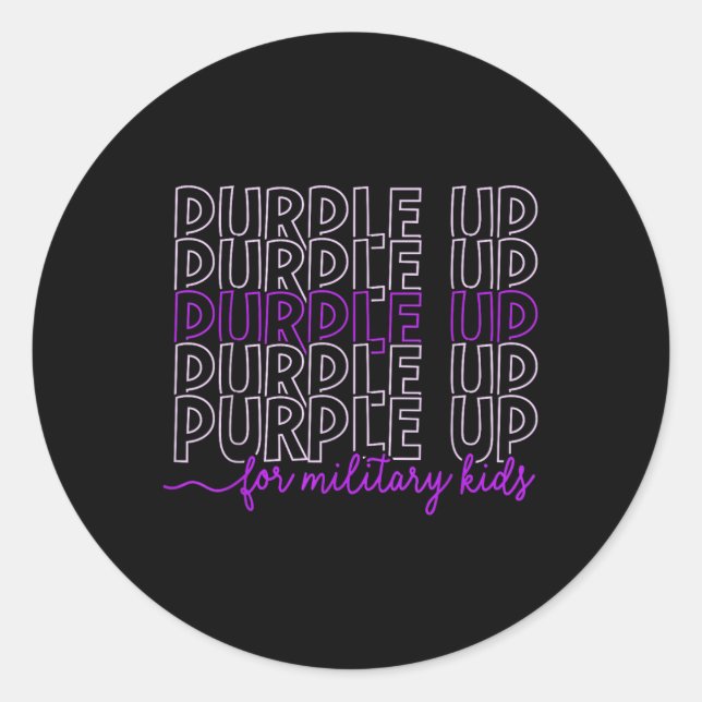 Purple Up For Military Kids Military Child Month B Classic Round Sticker (Front)