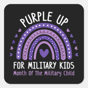 Purple Up For Military Kids Month of the Military Square Sticker