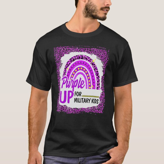 Purple Up For Military Kids Rainbow Military Kids  T-Shirt (Front)