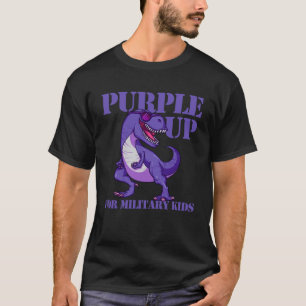 Purple Up For Military Kids Rex Dinosaur Boys Purp T-Shirt
