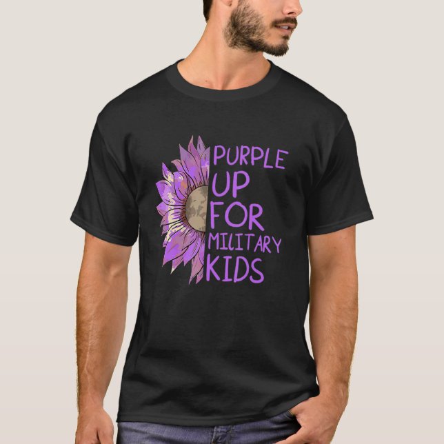 Purple Up For Military Kids Sunflower Military Bra T-Shirt (Front)