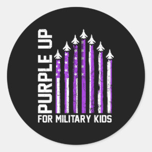 Purple up for military kids toddler women boys classic round sticker