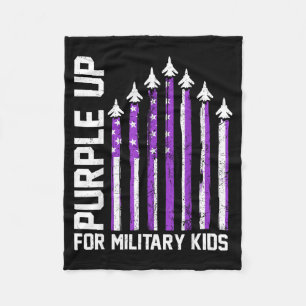 Purple Up for Military Kids Toddler Women Boys Fleece Blanket