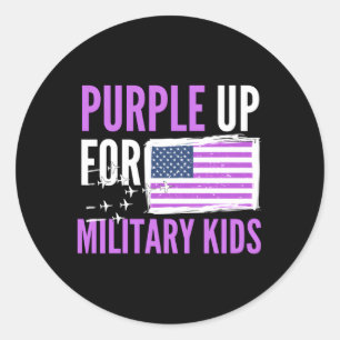 Purple Up For Military Month Military Soldier Dand Classic Round Sticker