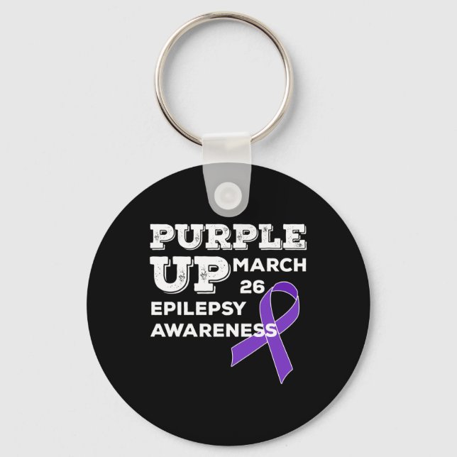 Purple Up March 26 Support Epilepsy Awareness  Key Ring (Front)