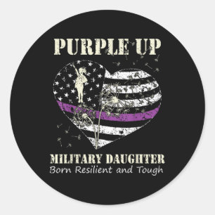 Purple Up Military Child Daughter Dandelion For Gi Classic Round Sticker