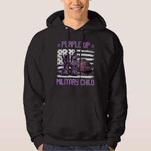 Purple Up Military Child Kids Month American Flag  Hoodie