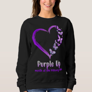 Purple Up Military Child Month Heart Butterfly Sweatshirt