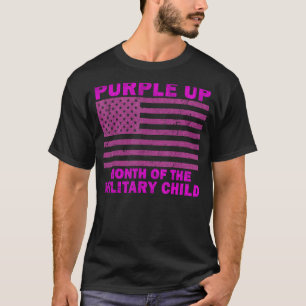 Purple Up Military Child Month Sparkle American Fl T-Shirt