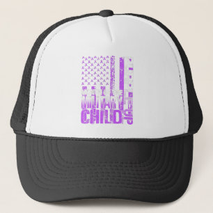 Purple Up Military Child Month USA Flag T-Shirt1 Trucker Hat