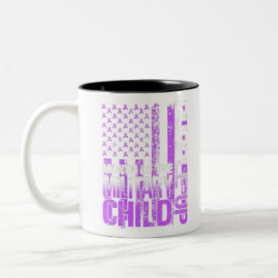 Purple Up Military Child Month USA Flag T-Shirt1 Two-Tone Coffee Mug