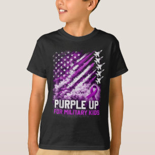 Purple up military kids april awareness usa flag T-Shirt