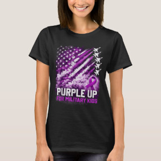 Purple up military kids april awareness usa flag T-Shirt