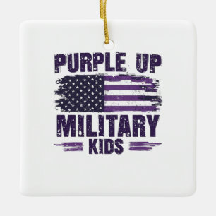 Purple Up Military Kids Awreness Month Ceramic Ornament
