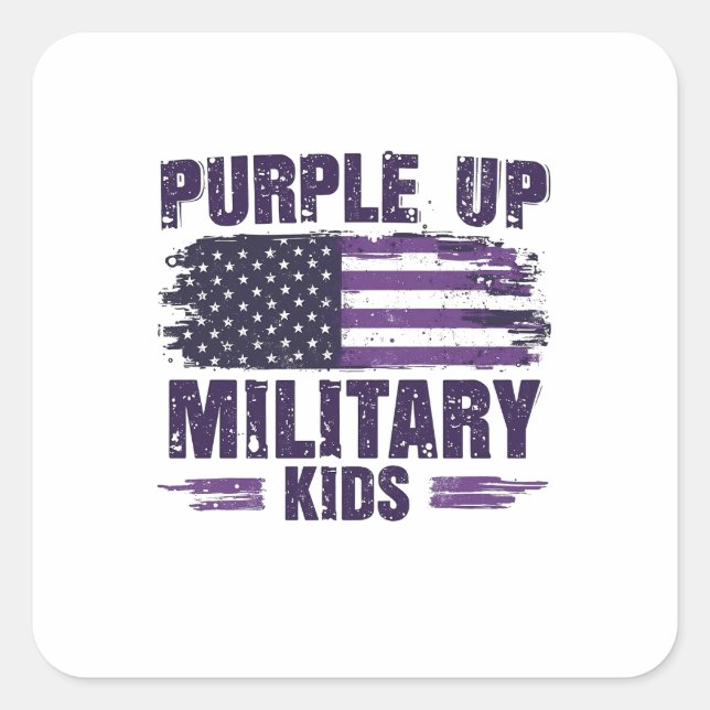 Purple Up Military Kids Awreness Month  Square Sticker (Front)